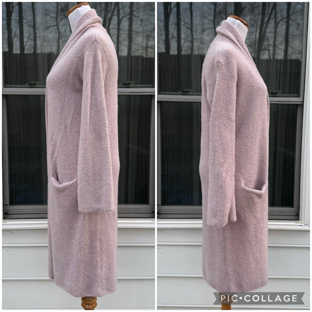Sleeping on snow by Anthropologie Thornton Longline Fuzzy Cardigan Mauve Lilac - Picture 13 of 16